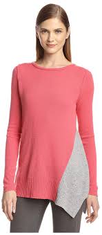 Cullen Womens Colorblock Asymmetric Hem Tunic Sweater