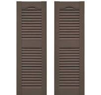 Ekena Millwork Builders Edge 14.5 in. W x 25 in. H Louvered Vinyl Shutters  Pair in French Roast 010140025385 - The Home Depot