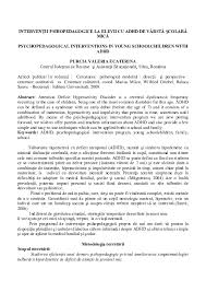 Tulburarea algica(dureroasa) ca forma de a solicita afectiune. Pdf IntervenÅ£ii Psihopedagogice La Elevii Cu Adhd De VarstÄƒ ScolarÄƒ MicÄƒ Psychopedagogical Interventions In Young Schoolchildren With Adhd Purcia Valeria Ecaterina Adi Dutu Academia Edu