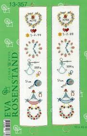 Complete kit includes 25 ct. Birth Sampler Bell Pull Cross Stitch Kit By Eva Rosenstand