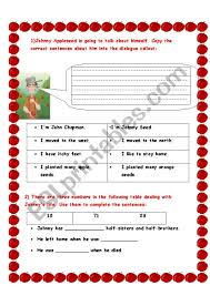 Johnny Appleseed Esl Worksheet By Toty