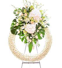 Salad, entrée, starch, vegetable, rolls, and a dessert. Owens Flower Shop Greenhouses Inc Funeral Wreath With Stand Marietta Ga 30064 Ftd Florist Flower And Gift Delivery