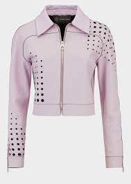 Versace Dot Perforated Leather Jacket For Women Us Online Store Dot Perforated Leather Jacket From Ve Leather Jackets Women Jackets For Women Clothes Design