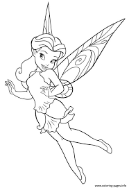 Little fairy with flowers and butterfly. Disney Fairy Coloring Pages Printable