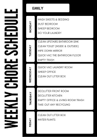 You can make a weekly schedule, chore chart, sticker chart, etc. Creating A Weekly Cleaning Routine Free Printable Charts Momadvice