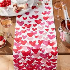 Free Shipping Shop Valentine S 90 Table Runner Watercolor Hearts In Pinks And Reds Fill A White Cott Valentine Table Decorations Lovely Valentine Valentines