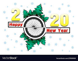 Happy New Year 2020 And Bicycle Wheel Royalty Free Vector
