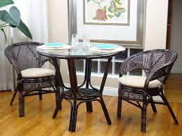 3 Pcs Pelangi Rattan Wicker Dining Set Round Table Glass Top 2 Arm Chairs Dark Brown Color Continue To The Pr Wicker Dining Set Wicker Dining Chairs Table