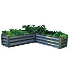 The Organic Garden Co 12 In W X 48 In L X 12 In L Shaped Woodland Gray Galvanized Metal Raised Garden Bed Ab1306 The Home Depot Metal Raised Garden Beds