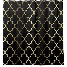 Black And Gold Art Deco Curtains Black And Gold Quatrefoil Pattern Diy Color Shower Curtain In 2020 Black And Gold Bathroom Gold Shower Curtain Gold Shower