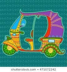 Vector Design Of Auto Rickshaw In Indian Art Style Indian Art Paintings Indian Folk Art Indian Art