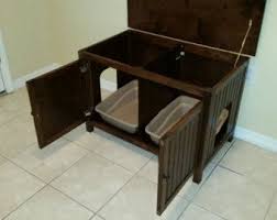 Double Sided Divided Odor Free Hand Made In Usa Wood Cat Litter Box Cabinet Hinged Lid Beaded Pa Litter Box Furniture Litter Box Cat Litter Box Furniture