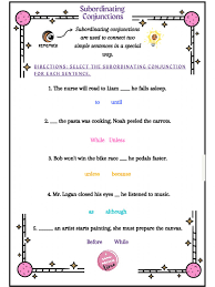 We use a comma in between if the subordinator (when. Subordinating Conjunctions Grammagical Time Worksheet