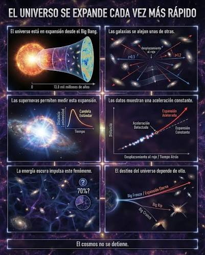 El universo no solo crece: acelera. Cada medición confirma que algo empuja  el espacio hacia afuera. Entender esta fuerza define el futuro de toda la  realidad. #fblifestyle