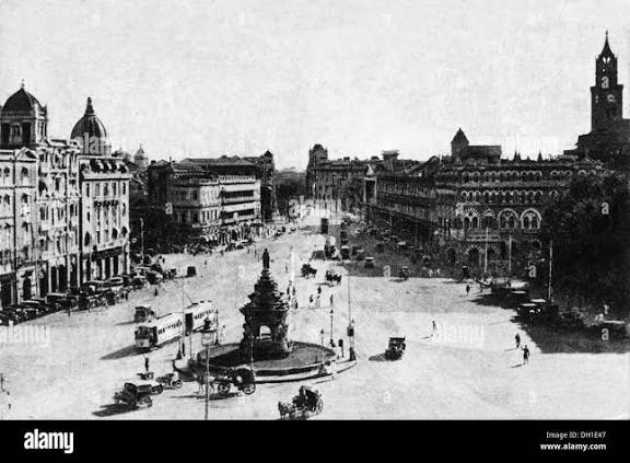 old vintage 1900s Esplanade road flora fountain now hutatma chowk bombay mumbai maharashtra India - aja 183412 Stock Photo - Alamy