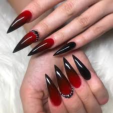 Classy red acrylic nails will attract much attention to your manicure and hands. Swarovski Crystal Nails Bluestreak Nails Instagram Fotografije I Videozapisi Gothic Nails Almond Acrylic Nails Red Stiletto Nails