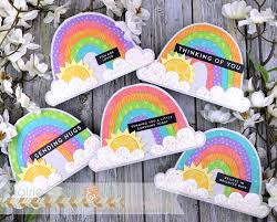 Take some card making classes at your local craft store to increase your knowledge and design levels. Prairie Paper Ink Rainbow Shaped Cards With Patterned Paper Glitter