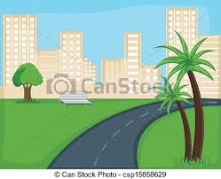 Vector Illustration Of Road City Cartoon Background Drawing Art Of Road City Csp15858629 Search C Cartoon Background City Cartoon Background Drawing