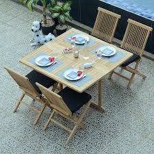 Salon De Jardin En Teck Ecograde Papeete Table Pliante Carree 120 X 120 Cm 4 Chaises Java Taille T Table Pliante Chaise De Jardin Chaise Salon De Jardin