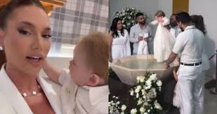 Virginia batiza José Leonardo antes da festa de 1 ano do filho