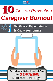 10 Tips On Preventing Caregiver Burnout Tip 1 Set Goals Expectations And Know Your Limits Med Transport Center Caregiver Burnout Caregiver Setting Goals
