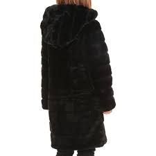 La Modeuse Manteau Long Noir A Capuche En Fausse Fourrure Noir Vetements Manteaux Femme 6999 Hwk3z