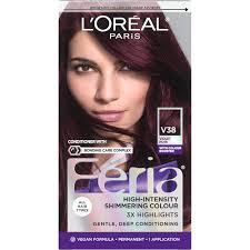 L'Oréal Paris Feria Multi-Faceted Shimmering Permanent Hair Color, V38  Intense Deep Violet, Long Lasting Hair Dye with Bonding Complex Conditioner  and Color Booster