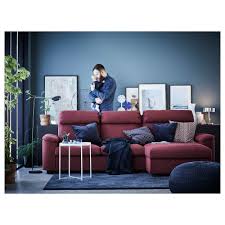 Lidhult Sofa With Chaise Lejde Red Brown Ikea Sofa Back Cushions Ikea Sofa Bed Sofa