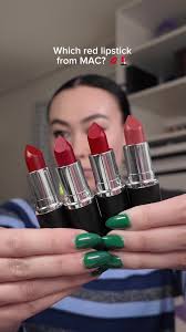 Which red satin lipstick from MAC? 💋💄 Help me pick for an event coming  up! @MAC Cosmetics USA #lipswatches #redlipstick #holidaylip #satinlipstick  #lipswatch #redlips #redlip #maccosmetics