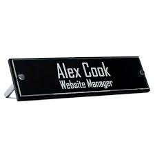 Personalized name plates cubicle walls desk name plates plate holder slot furniture home decor decoration home room decor. Printable Desk Name Plates Acrylic Desk Nameplates From Plaquemaker
