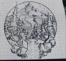 Mountain Art Pencil Drawings Mountain Drawing Circle Drawing