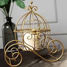 Bird Cage Candle Holder Centerpieces Hanging Wrought Iron Candle Holder Set For Centerpieces Set Of 3 Metallic Gold Bird Cage Candle Holder Set Cinderella Carriage Candle Displays Cinderella Carriage Centerpiece