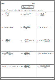 Exponents Worksheets