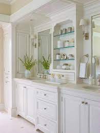 They all come in the dark rustic wood finish and white countertop which makes it work well both for modern or earthy bathroom layout. Bathroom Vanity With Center Tower Design Ideas