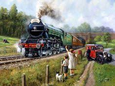 Watching The Trains Wall Mural Wallsauce Us In 2021 Train Art Train Cross Stitch Train