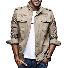 Mens Military Epaulets Casual Cotton Coat Badge Outdoor Pilot Jacket Mens Outdoor Jackets Mens Jackets Work Jackets