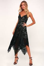 One Wish Black Lace Midi Dress Black Lace Midi Dress Hankerchief Dress Midi Dress