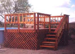 Include a water feature or rockwork. Above Ground Pool Decks