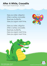 After A While Crocodile Lyrics Poster Super Simple Kids Poems Children Songs Lyrics Preschool Songs