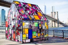Designs stained glass specializes in suncatchers, framed pressed flowers, boxes, and small panels. Tom Fruin Brooklyn Bridge Park Pepperknit Interactive Art Installation Park Art Brooklyn Bridge