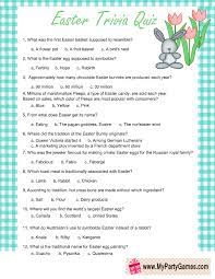 These funny questions are neither personal nor political, so they won't make anyone uncomfortable. Free Printable Easter Trivia Quiz
