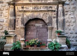 Close up of old medieval wooden door ...