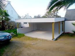 Grand Carport En Clin Laque Toit Plat Toit Abri Voiture