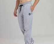 Calça Masculina Tradicional de Moletom com Punho Flero Cinza Claro