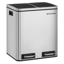 Simplehuman 58l dual compartment trash and recycling unboxing review. Songmics Dual Trash Can 8 Gallon 30l Recycling Rubbish Bin Kitchen Steel Step Bin With Lid Inner Bucket And Handles Fingerprint Proof Soft Closure Airtight 2 X 4 Gallon Silver Ultb30h Wayfair