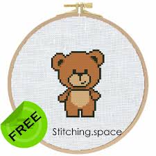 Teddy cross stitch patterns free. The Free Small Cross Stitch Pattern Mini Bear In Modern Style For Beginners It Can Be Used For Gift Cloth Decor Or Kids Creativity It Is Also Suitable For Hoop Art Add Any