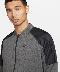 Nike Therma-FIT Men's Charcoal H/Black Training FZ Bomber Jacket DQ4852-071  Med