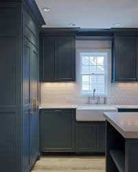 White and gray painted cabinets, countertop and backsplash choices and update while the backsplash doesn't need to be completely black or intensely dark, a darker backsplash i would like to paint the walls blue gray. Blue Grey Modern Kitchen Novocom Top