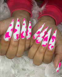 Creator Of Whodidyournails On Instagram How Now Pink Cow The Black Messed Up So We Switched Cow Nails Long Acrylic Nails Pretty Acrylic Nails
