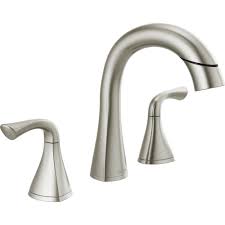 Delta polished brass bathroom faucets. Delta Lampard 8 Widespread Two Handle Pull Down Spotshield Brushed Nickel Bathroom Faucet At Menards